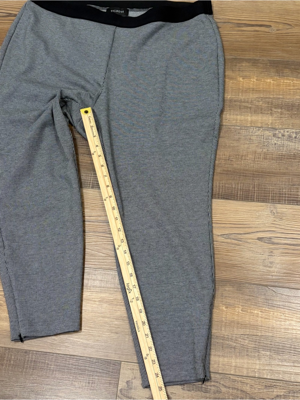 Talbots Soho Ankle Pants classic black-and-white houndstooth pattern ankle zip - Picture 9 of 11